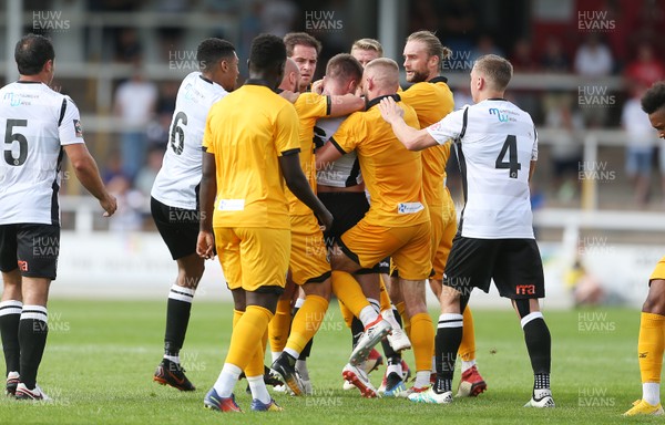 210718 - Hereford FC v Newport County - Pre Season Friendly - Tempers fray between the two teams