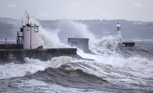 140120 - Picture shows the windy weather battering the coastline at Porthcawl, South Wales as parts of the country have been issued with weather warnings