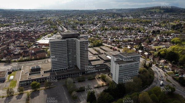 270421 - Picture shows an aerial general view of the HM Revenue & Customs regional tax office in Llanishen, Cardiff 