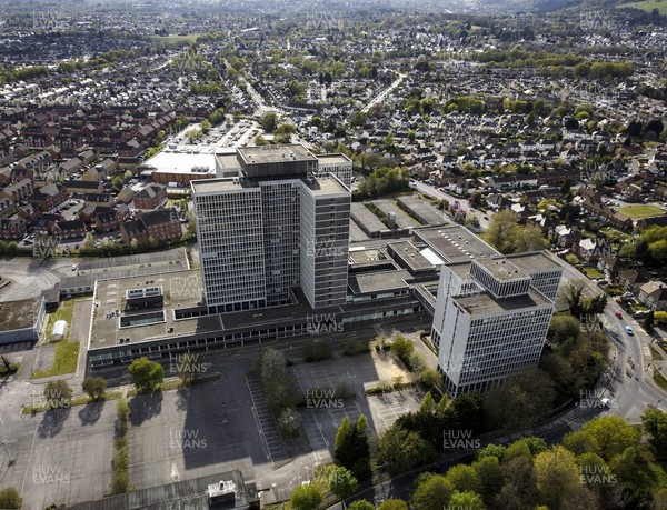 270421 - Picture shows an aerial general view of the HM Revenue & Customs regional tax office in Llanishen, Cardiff 