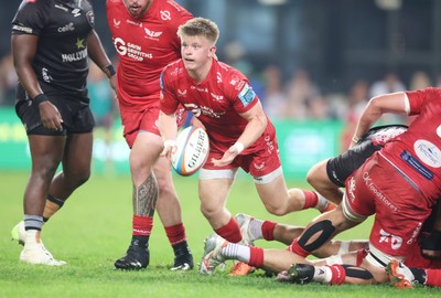 170525 - Hollywoodbets Sharks v Scarlets - United Rugby Championship - Archie Hughes of the Scarlets 