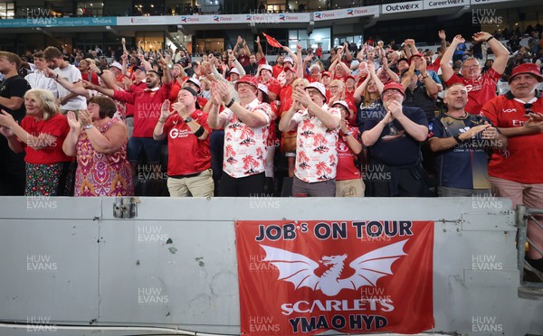 170525 - Hollywoodbets Sharks v Scarlets - United Rugby Championship - Scarlets fans