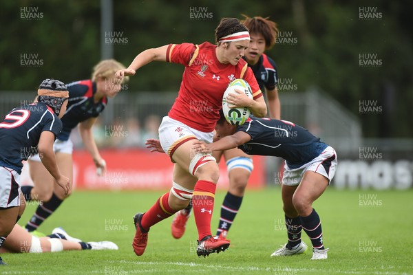 Hong Kong v Wales - 2017 Women's Rugby World Cup Pool A - Melissa Clay of Wales is tackled by Royce Chan
