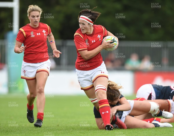 Hong Kong v Wales - 2017 Women's Rugby World Cup Pool A - Melissa Clay of Wales is tackled by Kelsie Bouttle