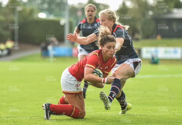 Hong Kong v Wales - 2017 Women's Rugby World Cup Pool A - Jess Kavanagh-Williams of Wales scores a try despite the tackle of Adrienne Garvey of Hong Kong