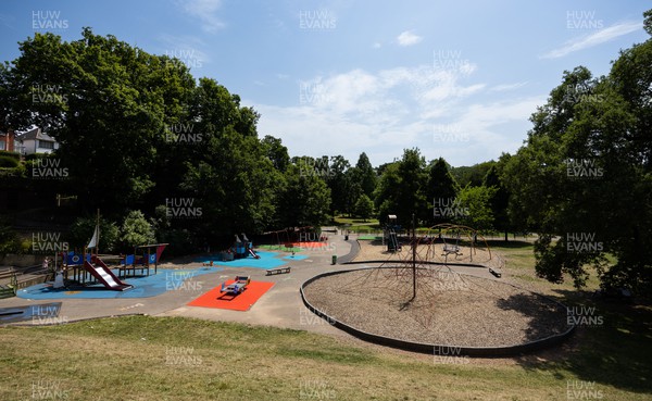180722 - A virtually deserted Roath Park in Cardiff as people appear to heed the Amber Warning for extreme heat and avoid the sun in the early afternoon