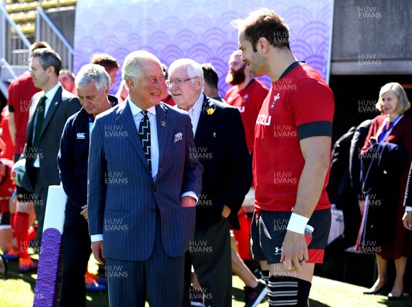 231019 - Wales Rugby Training - HRH Prince of Wales meets Alun Wyn Jones during Wales training