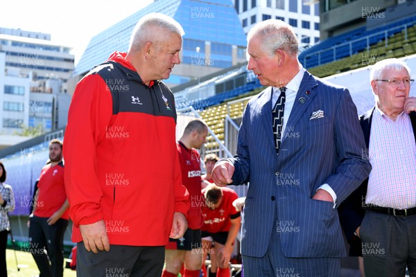 231019 - Wales Rugby Training - HRH Prince of Wales meets Warren Gatland  during Wales training