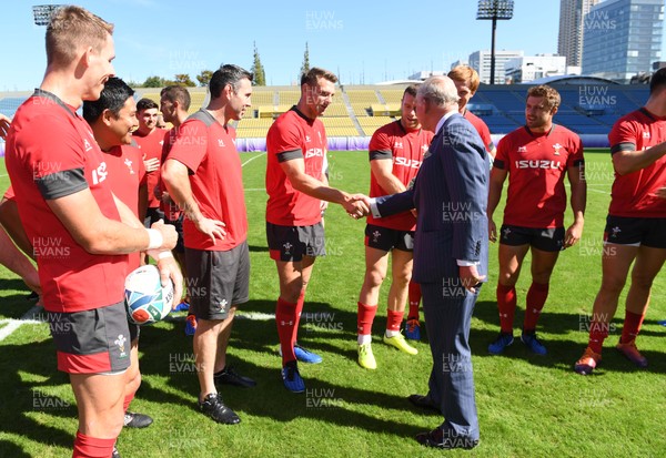 231019 - Wales Rugby Training - HRH Prince of Wales meets Dan Biggar during Wales training