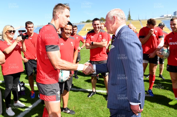 231019 - Wales Rugby Training - HRH Prince of Wales meets Liam Williams during Wales training