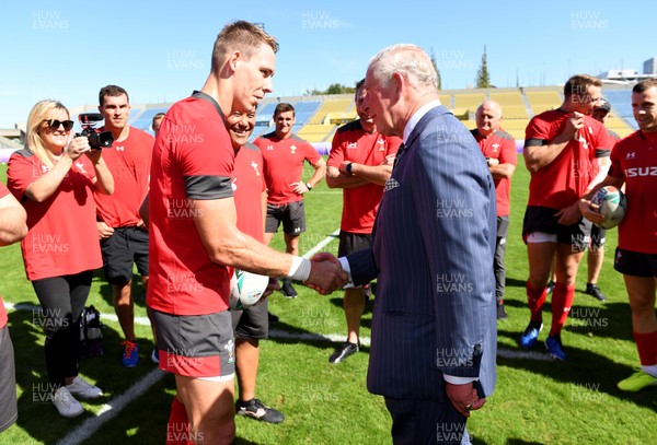 231019 - Wales Rugby Training - HRH Prince of Wales meets Liam Williams during Wales training