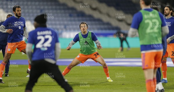 050321 - Huddersfield Town v Cardiff City - Sky Bet Championship - Team Warm up with Tom Sang of Cardiff