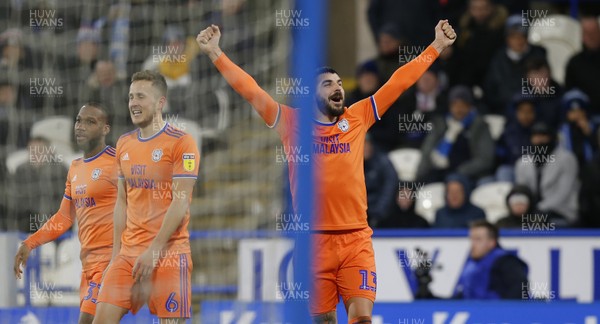 120220 - Huddersfield Town v Cardiff City - Sky Bet Championship - Callum Paterson of Cardiff celebrates to fans after scoring the 3rd goal 