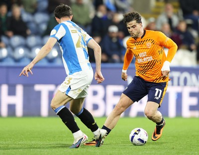 140426 - Huddersfield Town v Cardiff City - Sky Bet League 1 - Ollie Tanner of Cardiff and Sean Roughen of Huddersfield
