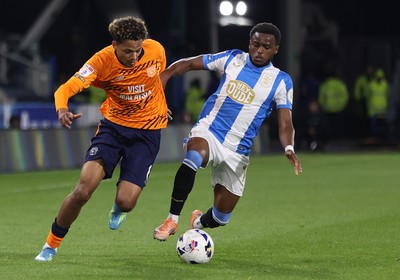 140426 - Huddersfield Town v Cardiff City - Sky Bet League 1 - Omari Kellyman of Cardiff and Bali Mumba of Huddersfield