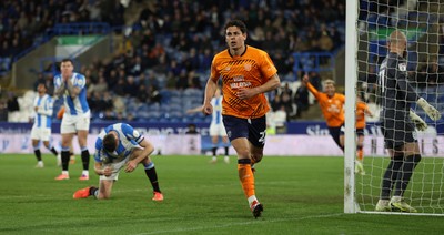 140426 - Huddersfield Town v Cardiff City - Sky Bet League 1 - Yousef Saleh of Cardiff celebrates scoring the equaliser in the fifth minute of injury time at the end of the match