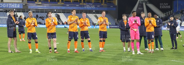 140426 - Huddersfield Town v Cardiff City - Sky Bet League 1 - Team applauds the travelling fans