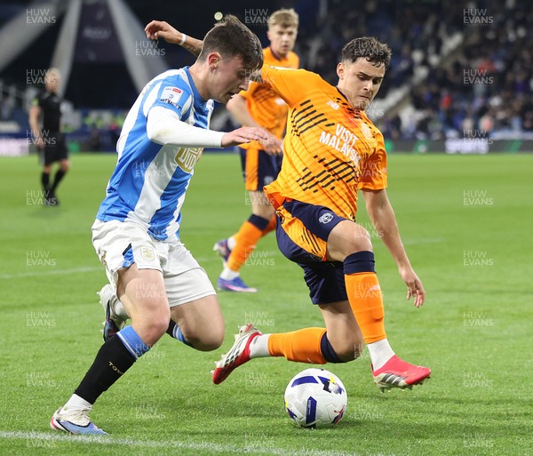 140426 - Huddersfield Town v Cardiff City - Sky Bet League 1 - Alex Robertson of Cardiff and Cameron Humphreys of Huddersfield