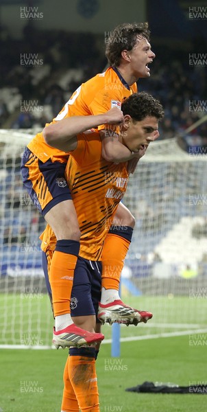 140426 - Huddersfield Town v Cardiff City - Sky Bet League 1 - Yousef Saleh of Cardiff celebrates scoring the equaliser in the fifth minute of injury time at the end of the match with Perry Ng of Cardiff on top