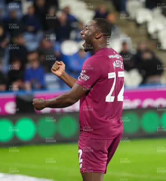 241022 - Huddersfield Town v Cardiff City - Sky Bet Championship - Yakou Meite celebrates scoring Cardiff's third goal with the Cardiff fans 