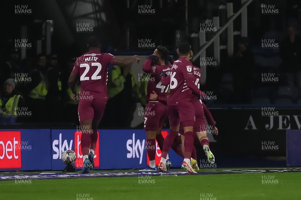 241022 - Huddersfield Town v Cardiff City - Sky Bet Championship - Cardiff celebrate their first goal 