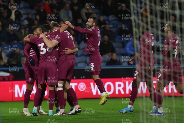241022 - Huddersfield Town v Cardiff City - Sky Bet Championship - Cardiff celebrate their 2nd goal 