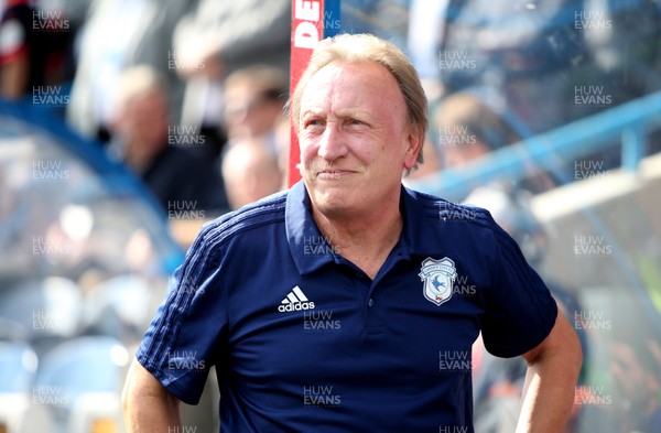 250818 - Huddersfield Town v Cardiff City - Premier League - Cardiff Manager Neil Warnock