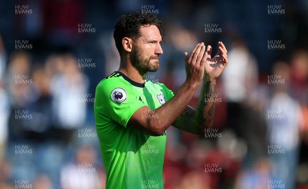 250818 - Huddersfield Town v Cardiff City - Premier League - Sean Morrison of Cardiff City thanks the fans