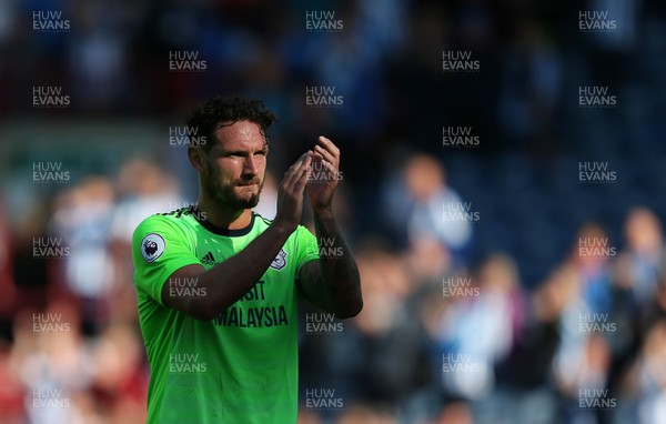 250818 - Huddersfield Town v Cardiff City - Premier League - Sean Morrison of Cardiff City thanks the fans