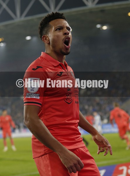 150122 - Huddersfield Town v Swansea City - Sky Bet Championship - Korey Smith of Swansea celebrates the equaliser scored by Flynn Downes of Swansea