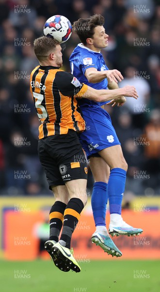 040223 - Hull City v Cardiff City - Sky Bet Championship - Perry Ng of Cardiff and Callum Elder of Hull City