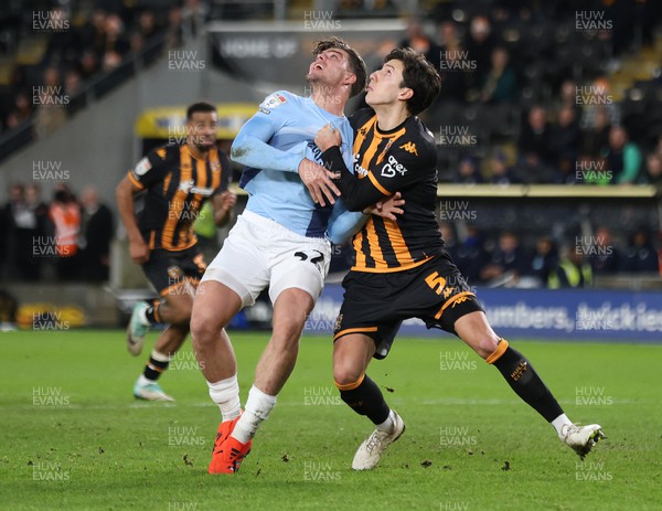 161223 - Hull City v Cardiff City - Sky Bet Championship - Ollie Tanner of Cardiff and Alfie Jones of Hull City