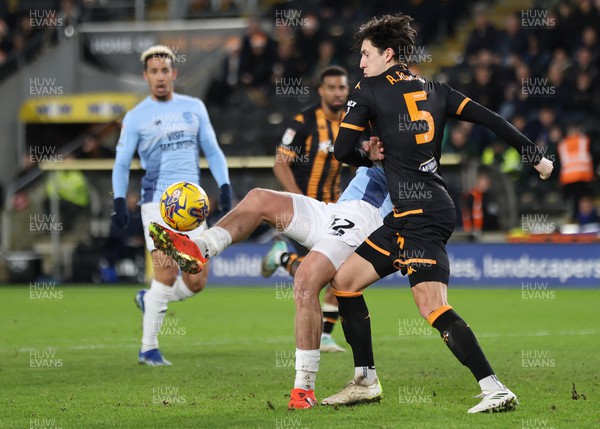 161223 - Hull City v Cardiff City - Sky Bet Championship - Ollie Tanner of Cardiff and Alfie Jones of Hull City