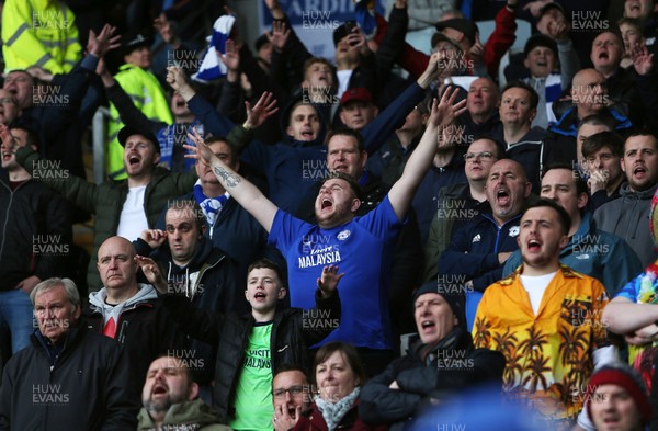 280418 - Hull City v Cardiff City - SkyBet Championship - Cardiff fans celebrate the win at full time