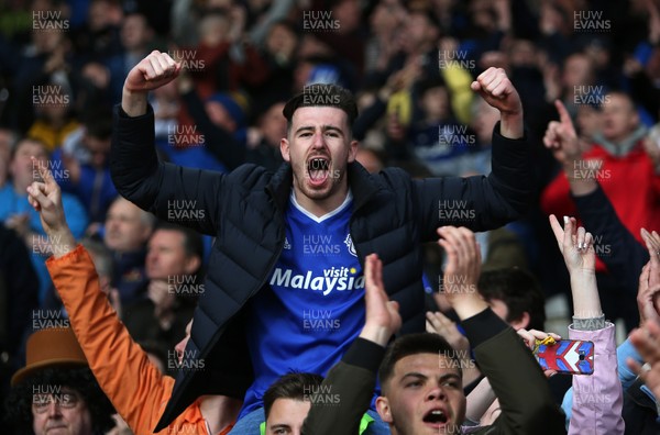 280418 - Hull City v Cardiff City - SkyBet Championship - Cardiff fans celebrate the win at full time