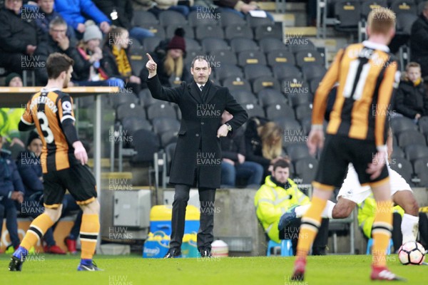 070117 - Hull City v Swansea City, The Emirates FA Cup Third Round - Swansea City Manager Paul Clement makes his points known from the touchline by Huw Evans Agency