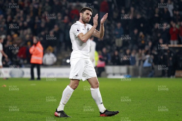 070117 - Hull City v Swansea City, The Emirates FA Cup Third Round - Angel Rangel of Swansea City applauds the Swansea City fans at the end of the match by Huw Evans Agency