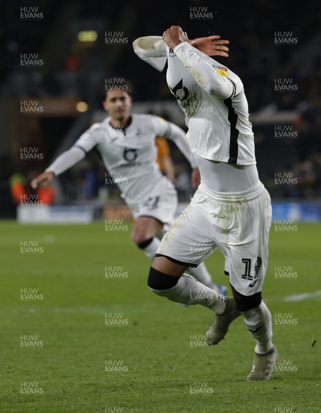 140220 - Hull City v Swansea City - Sky Bet Championship -  Rhian Brewster of Swansea celebrates scoring his team's 4th goal