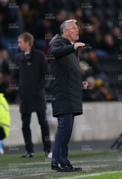 221218 - Hull City v Swansea City - Sky Bet Championship - Manager Nigel Adkins of Hull City gives advice to players from touchline 