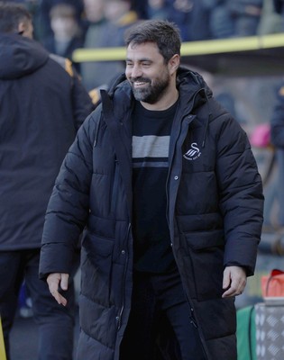 240126 - Hull City v Swansea City - Sky Bet Championship - Swansea manager Vitor Matos at the start of the match