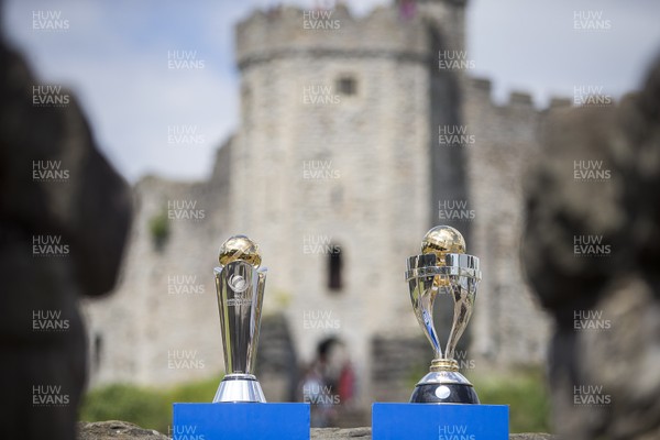 100517 - ICC Champions Trophy - Picture shows the ICC trophy and Women's World Cup at Cardiff Castle