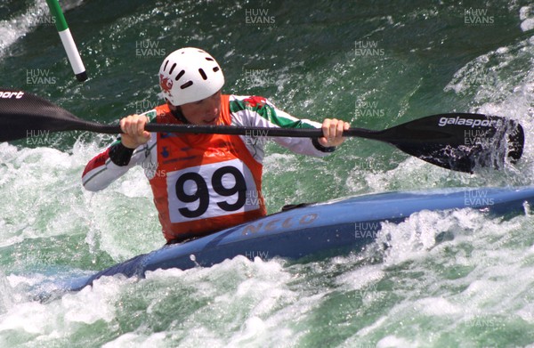 220613 - ICF Canoe Slalom World Cup Day 2-Pictured is Steffan Walker in the forerunners race at the Canoe Slalom World Cup, Cardiff International White Water Centre