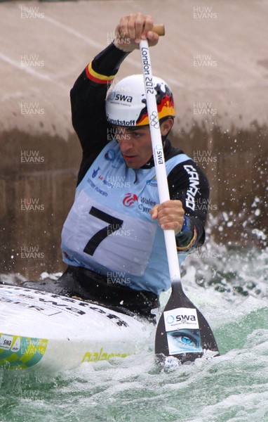 220613 - ICF Canoe Slalom World Cup Day 2-Pictured is Sideris Tasiadis of Germany in the C1 Mens Finals at the Canoe Slalom World Cup, Cardiff International White Water Centre