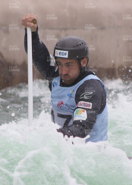 220613 - ICF Canoe Slalom World Cup Day 2-Pictured is Kilian Foulon in the C1 Mens Finals at the Canoe Slalom World Cup, Cardiff International White Water Centre