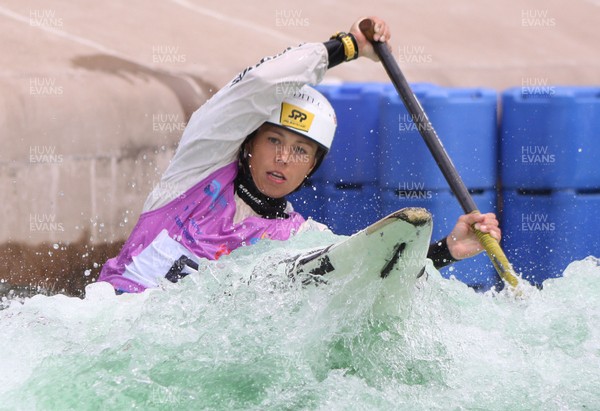 220613 - ICF Canoe Slalom World Cup Day 2-Pictured is Katarina Macova of the Czech Republic in the C1 Womens Finals at the Canoe Slalom World Cup, Cardiff International White Water Centre