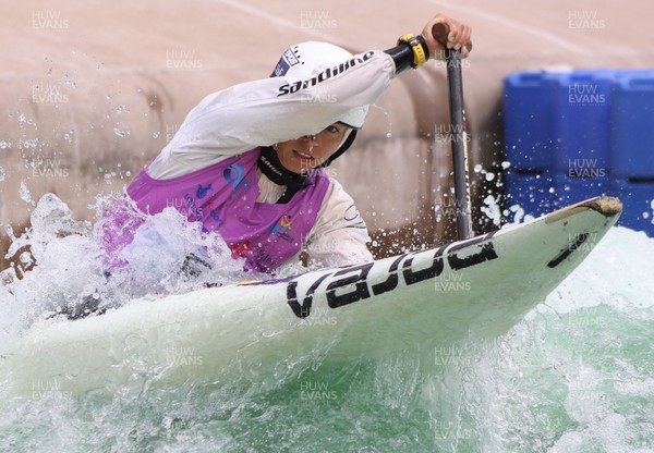 220613 - ICF Canoe Slalom World Cup Day 2-Pictured is Katarina Macova of the Czech Republic in the C1 Womens Finals at the Canoe Slalom World Cup, Cardiff International White Water Centre