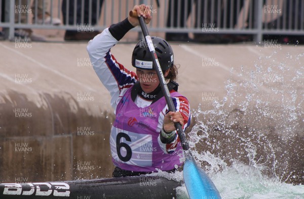 220613 - ICF Canoe Slalom World Cup Day 2-Pictured is Mallory Franklin of Great Britain in the C1 Womens Finals at the Canoe Slalom World Cup, Cardiff International White Water Centre