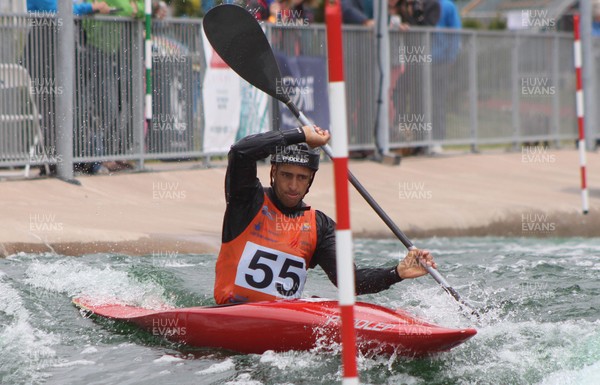 220613 - ICF Canoe Slalom World Cup Day 2-Pictured is Fabien Lefevre in the K1 Mens Finals at the Canoe Slalom World Cup, Cardiff International White Water Centre