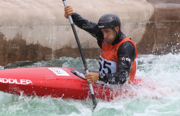 220613 - ICF Canoe Slalom World Cup Day 2-Pictured is Fabien Lefevre in the K1 Mens Finals at the Canoe Slalom World Cup, Cardiff International White Water Centre