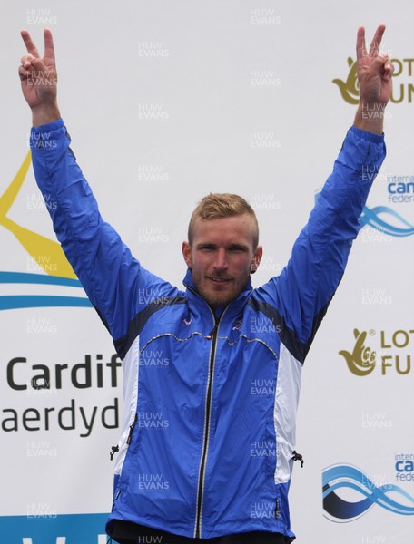 220613 - ICF Canoe Slalom World Cup Day 2-Pictured is Michal Jane of the Czech Republic who won Bronze in the C1 Mens Finals at the Canoe Slalom World Cup, Cardiff International White Water Centre